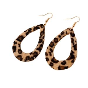 Faux fur leopard print cutout earrings